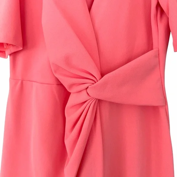 DKNY Blush Coral Pink Faux Wrap Midi Dress Sz 8 - Picture 4 of 8